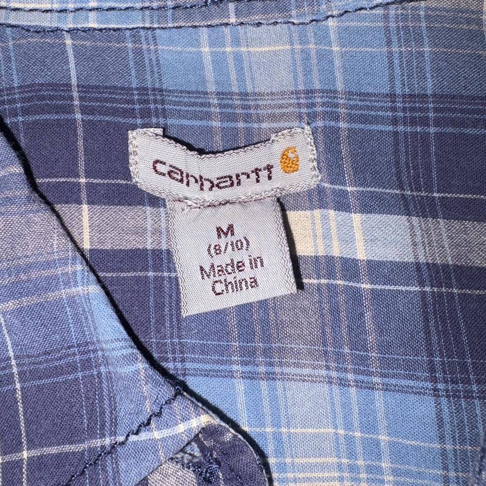 Carhartt Blue and White Plaid Women’s Shirt - Picture 4 of 10